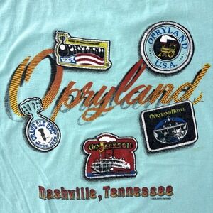 Vintage Opryland USA T-Shirt 80s Single Stitch Nashville Tennessee Blue XL